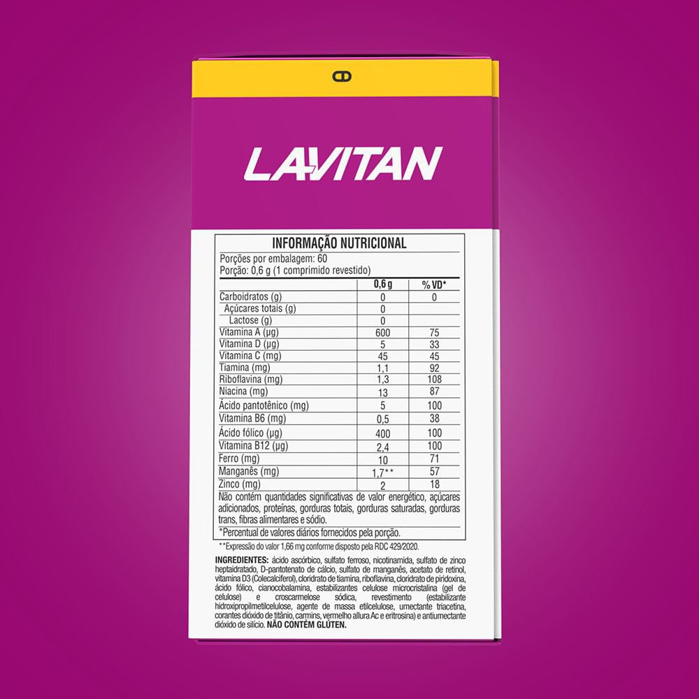 Suplemento Alimentar Lavitan AZ Mulher 60 Comprimidos — imagem 3 | Drogaria Taveira