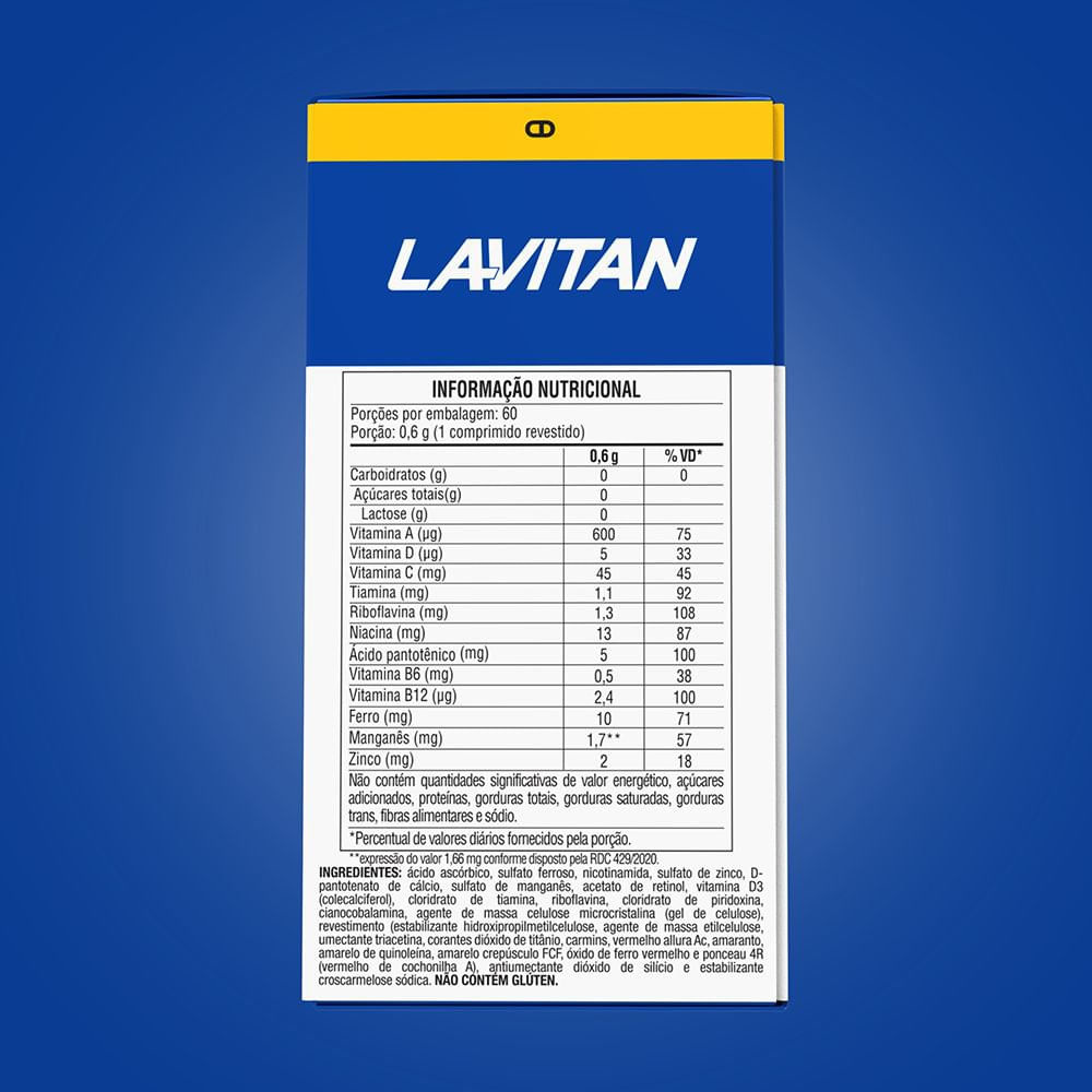 Suplemento Alimentar Lavitan AZ Original 60 Comprimidos — imagem 3 | Drogaria Taveira