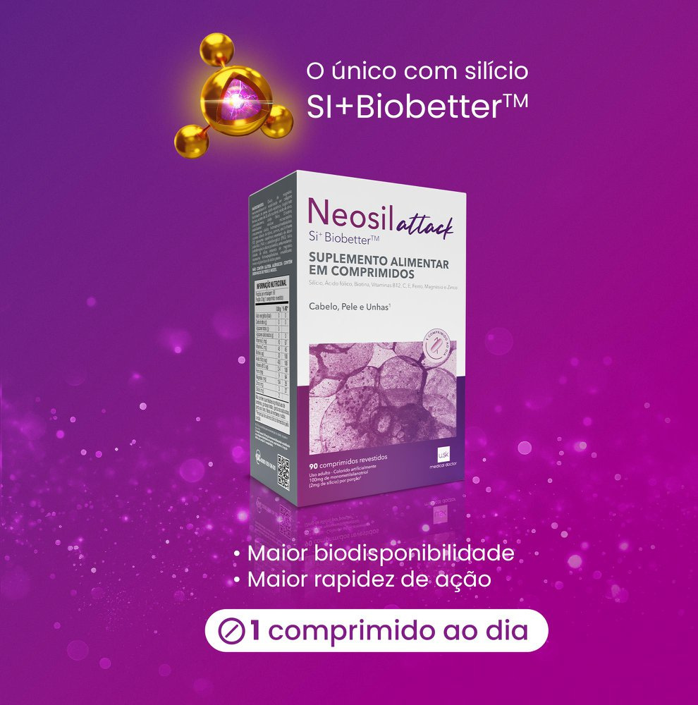 Suplemento Alimentar Neosil Attack Para Cabelos, Unhas e Pele 100mg 90 Comprimidos — imagem 2 | Drogaria Taveira