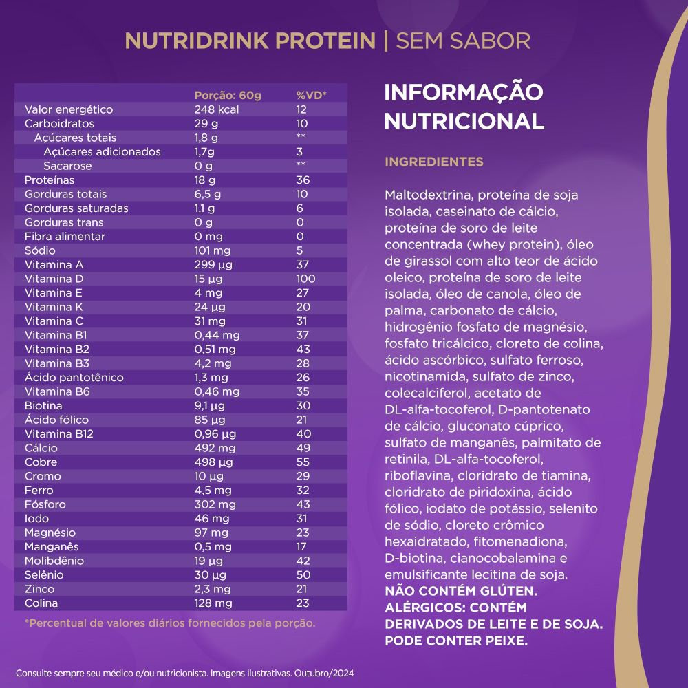 Suplemento Alimentar Nutridrink Protein Sem Sabor Zero Lactose 700g — imagem 4 | Drogaria Taveira