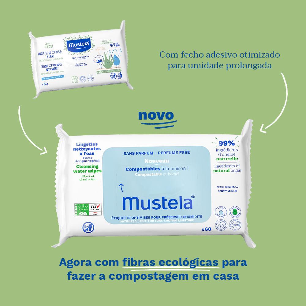 Toalhas Umedecidas Mustela Compostável e Biodegradável Sem Perfume Recém-Nascido 60 Unidades — imagem 3 | Drogaria Taveira