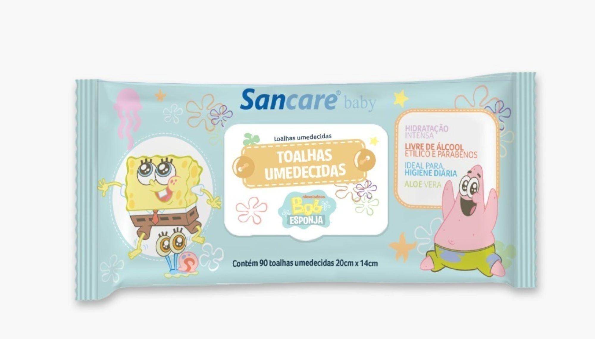 Toalhas Umedecidas Sancare Baby Bob Esponja 90 Unidades — Sancare Baby | Drogaria Taveira