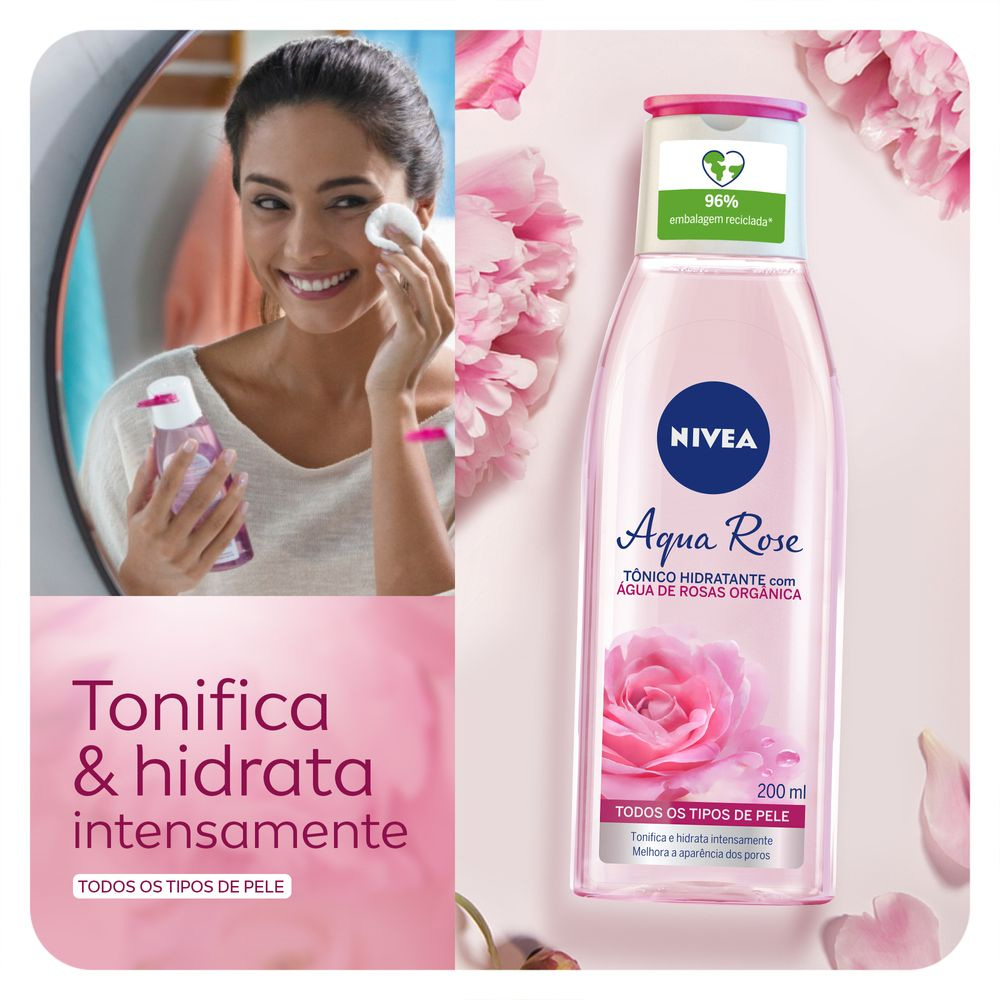 Tônico Facial Nivea Aqua Rose com Água de Rosas Orgânica 200ml — imagem 3 | Drogaria Taveira