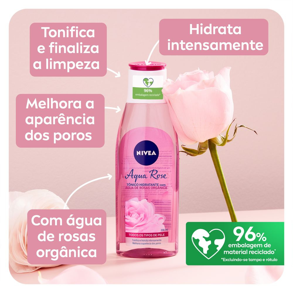 Tônico Facial Nivea Aqua Rose com Água de Rosas Orgânica 200ml — imagem 4 | Drogaria Taveira
