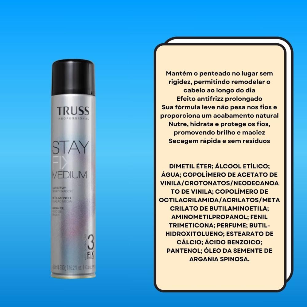Truss Stay Fix Medium Spray Fixador 450ml — imagem 3 | Drogaria Taveira