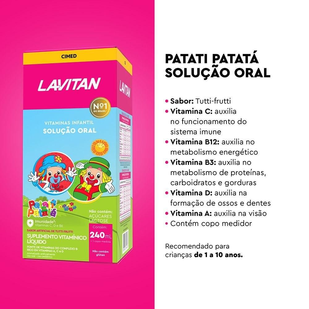 Vitamina Infantil Lavitan Solução Oral Tutti-Frutti Patati Patatá 240ML — imagem 2 | Drogaria Taveira