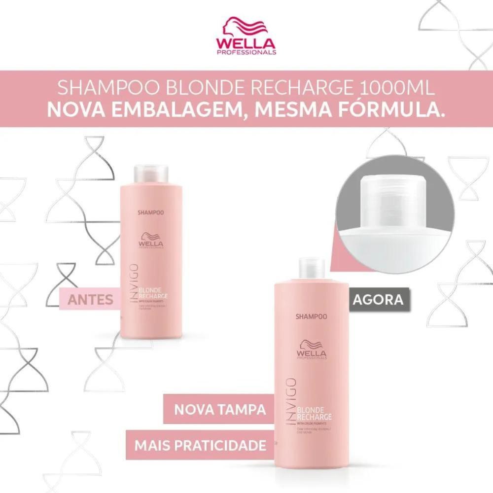 Wella Blonde Recharge - Shampoo Desamarelador 1000ml — imagem 3 | Drogaria Taveira