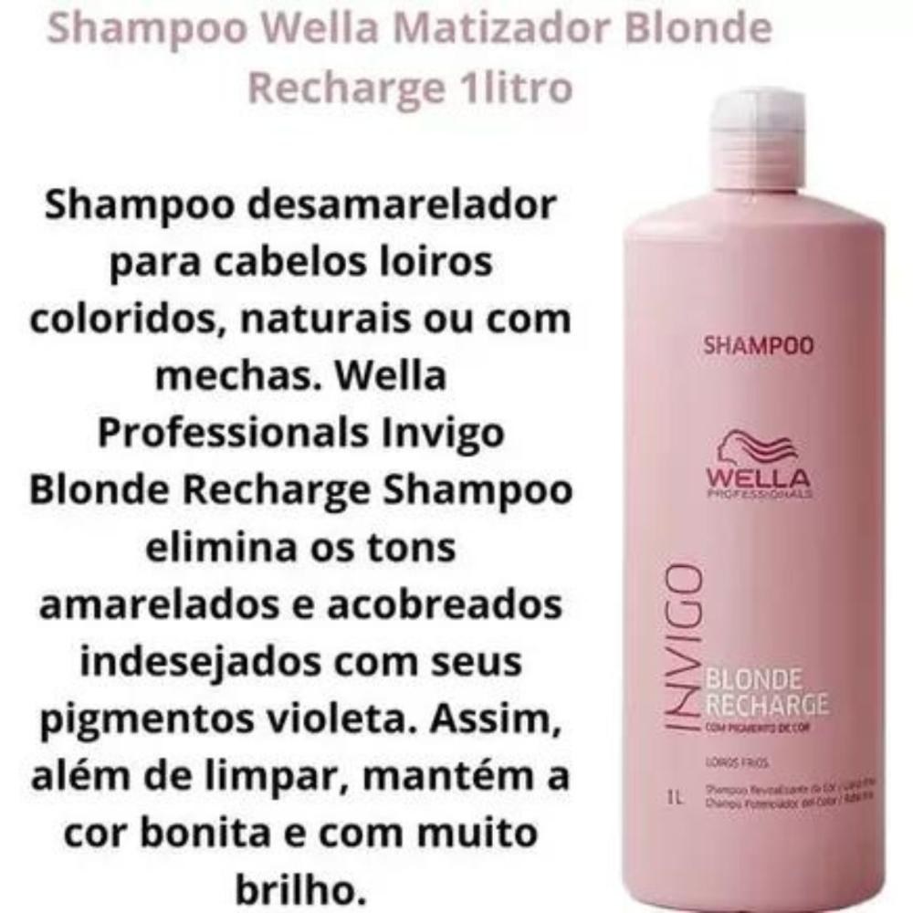 Wella Blonde Recharge - Shampoo Desamarelador 1000ml — imagem 4 | Drogaria Taveira