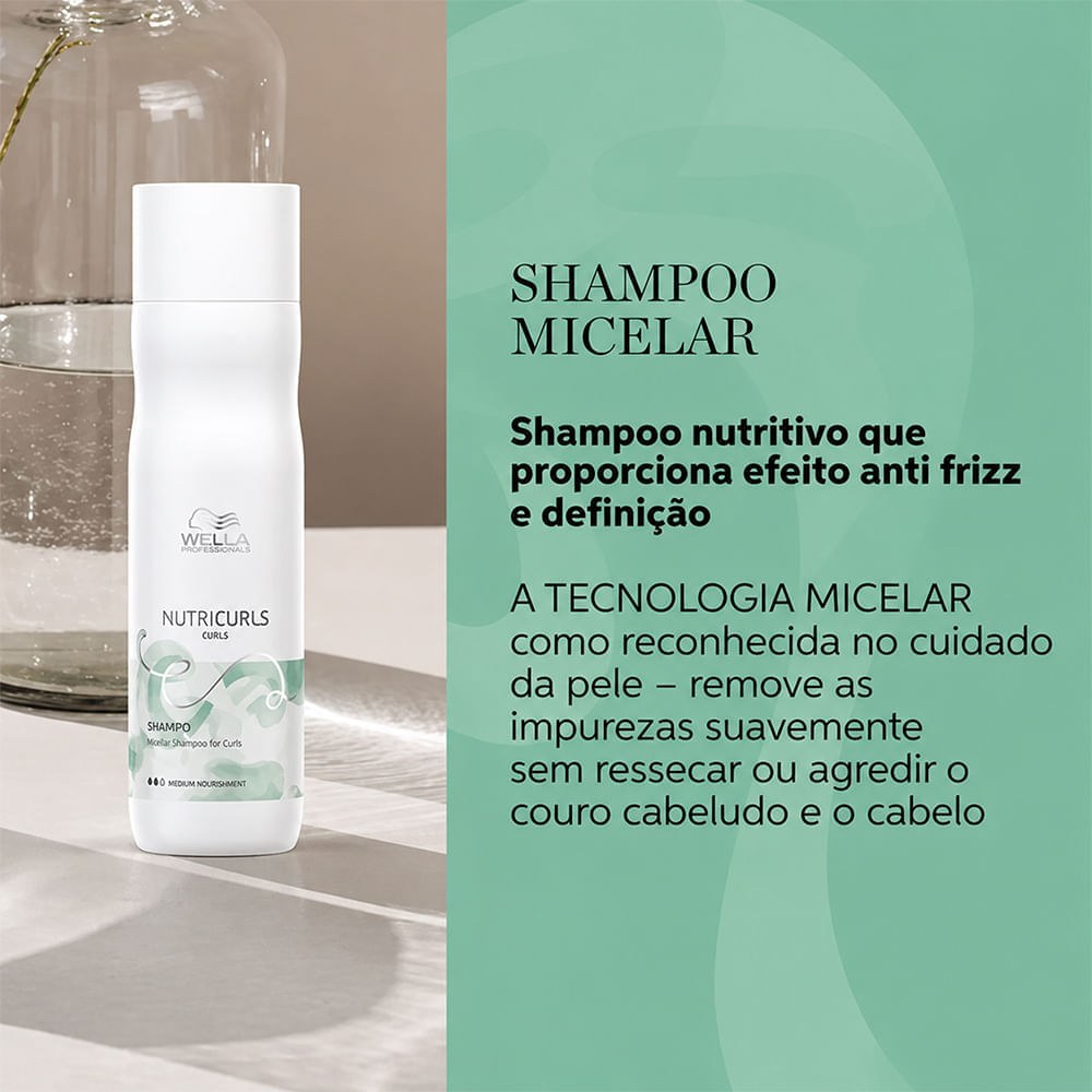 Wella Nutricurls Shampoo Micelar - Shampoo 250ml — imagem 2 | Drogaria Taveira