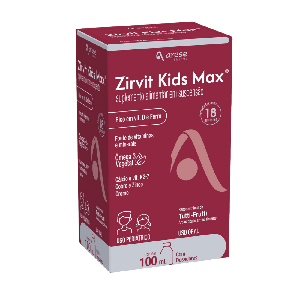 Zirvit Kids Max Sabor Tutti-Frutti Suspensão Oral 100ml + Dosadores — Zirvit | Drogaria Taveira